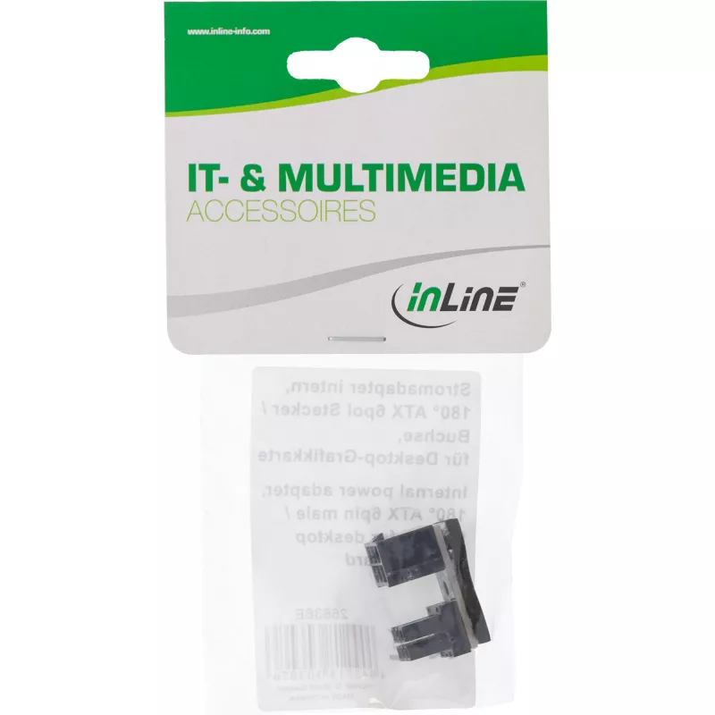 Adattatore di alimentazione interno InLine 180° ATX 6-Pin connettore maschio femmina nero 26636E