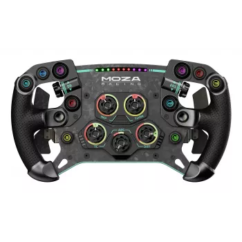 Volante Moza Racing GS V2P, volante, con filo e senza fili, nero, plastica rinforzata con fibra di carbonio (CFK), fibra di carbonio, pelle, microfibra, sgancio rapido, batteria