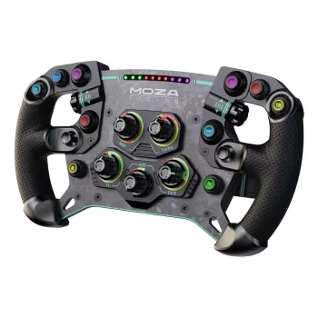 Volante Moza Racing GS V2P, volante, con filo e senza fili, nero, plastica rinforzata con fibra di carbonio (CFK), fibra di carbonio, pelle, microfibra, sgancio rapido, batteria