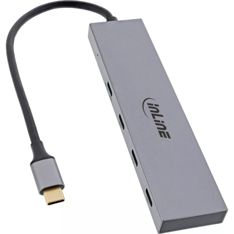 Hub USB 3.2 Gen.2 InLine (10 Gb/s), 4 porte USB-C, OTG, case in alluminio