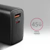 Caricabatterie Axagon ACU-PQ45 QC 3.0 4.0 AFC FCP PPS PD 45W nero