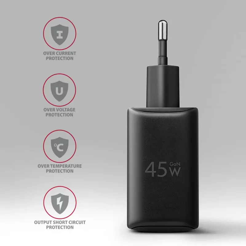Caricabatterie Axagon ACU-PQ45 QC 3.0 4.0 AFC FCP PPS PD 45W nero