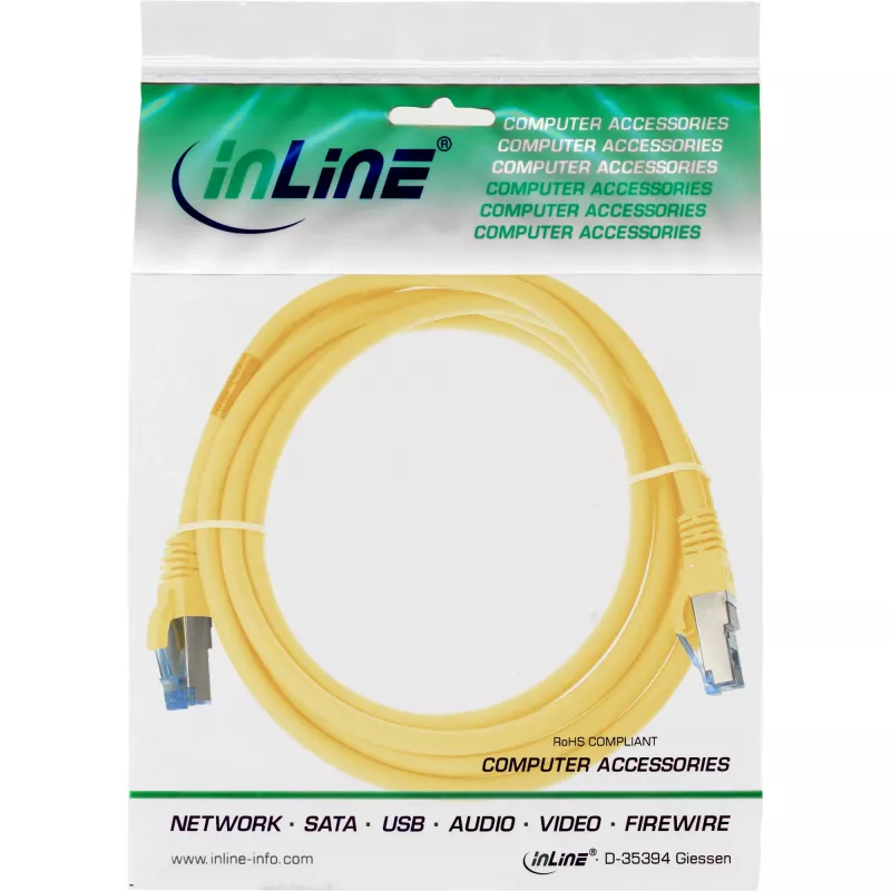 Cavo patch InLine S/FTP PiMF Cat.6A halogen-free 500MHz giallo 0,5m