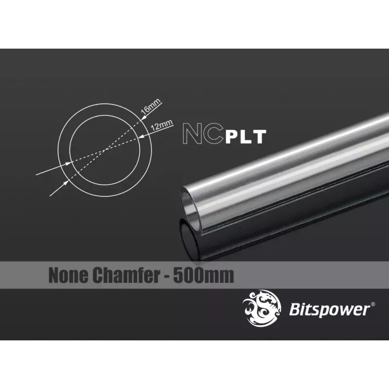 Bitspower BP-NCPLT16-L500 Tubo di collegamento PETG None Chamfer, 16/12 mm, 50 cm, Trasparente
