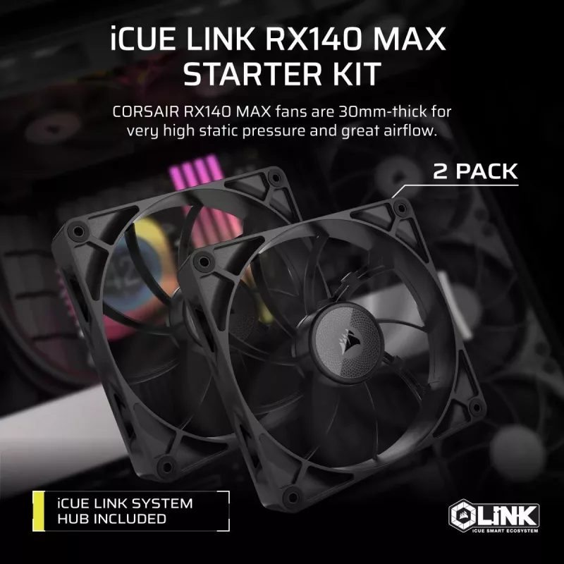 Ventola Corsair iCUE LINK RX140 MAX 14 cm nera 300-1600 giri/min
