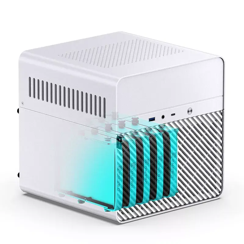 Jonsbo N2 case NAS Mini-ITX, cubo, alluminio/acciaio, bianco