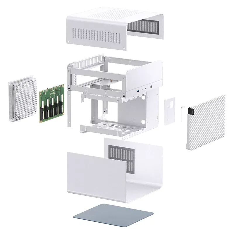 Jonsbo N2 case NAS Mini-ITX, cubo, alluminio/acciaio, bianco