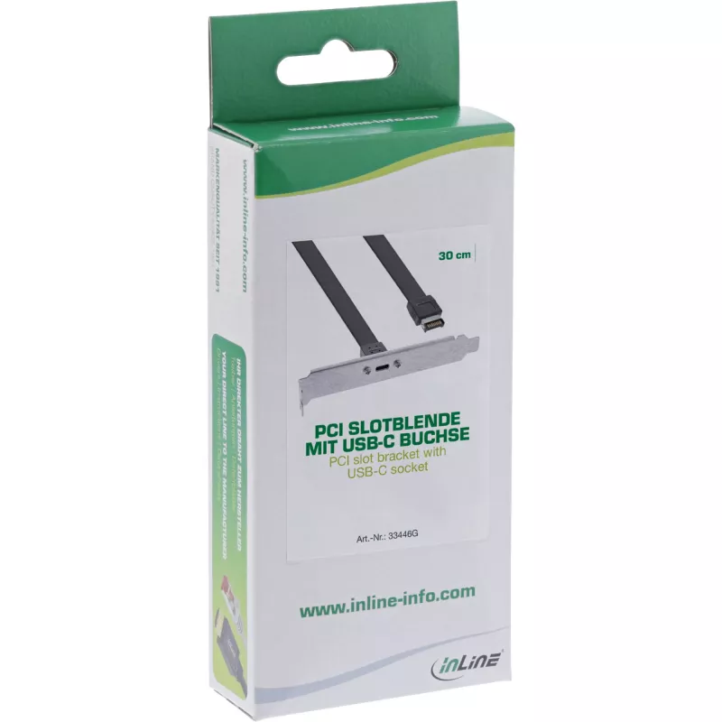 Staffa PCI InLine, USB-C su USB 3.2 pannello frontale Key-A interno, 0,5 m