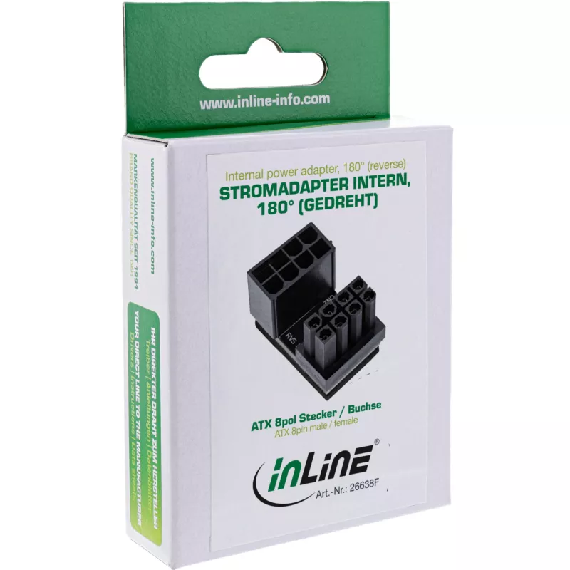 Adattatore di alimentazione interno InLine, connettore/spina ATX 8-Pin 180° (Reverse)