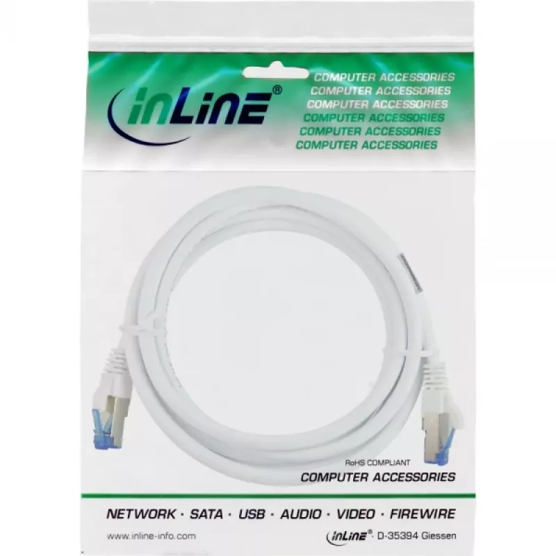 Cavo patch InLine S/FTP PiMF Cat.6A halogen free 500MHz bianco 1.5m
