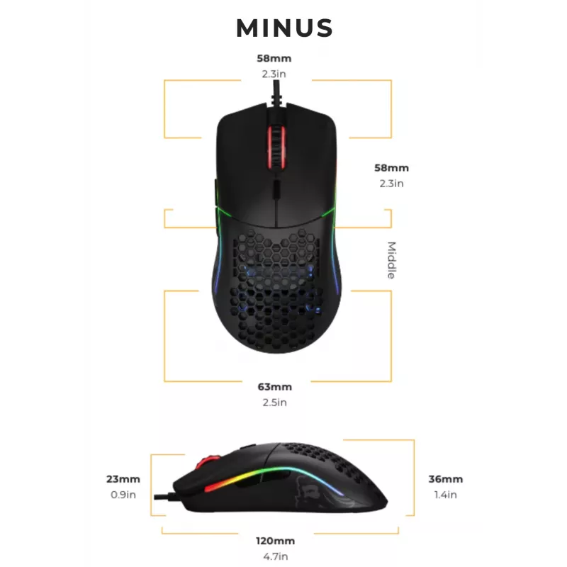 Glorious Gaming Glorious Model O- mouse Regular (nero), per destrorsi, ottico, USB Type-A, 3200 DPI, nero