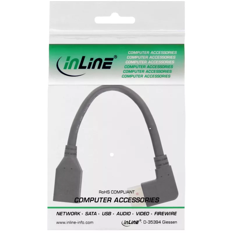 Cavo adattatore InLine DisplayPort 1.4 M/F, 8K4K, angolato a destra, nero/oro
