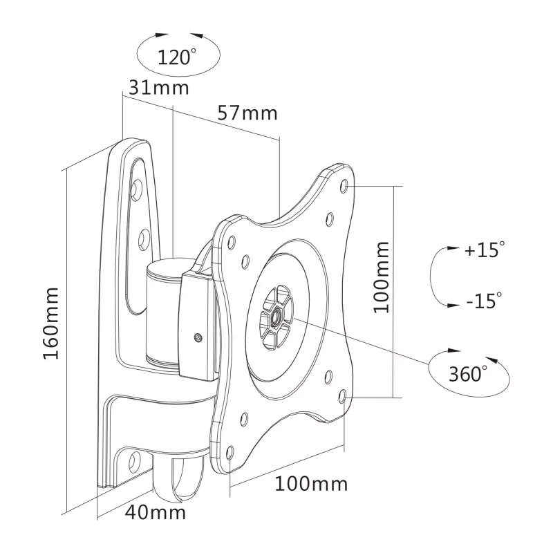 Supporto a parete InLine, per monitor fino a 69 cm (27