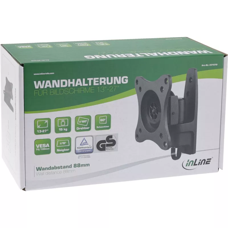 Supporto a parete InLine, per monitor fino a 69 cm (27