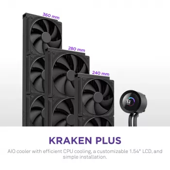 Dissipatore a liquido all-in-one NZXT Kraken Plus 360 12 cm nero Fluid Dynamic Bearing