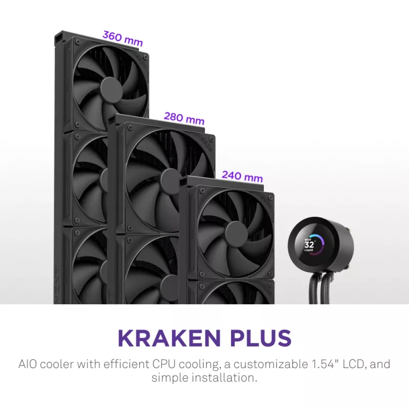 Dissipatore a liquido all-in-one NZXT Kraken Plus 360 12 cm nero Fluid Dynamic Bearing