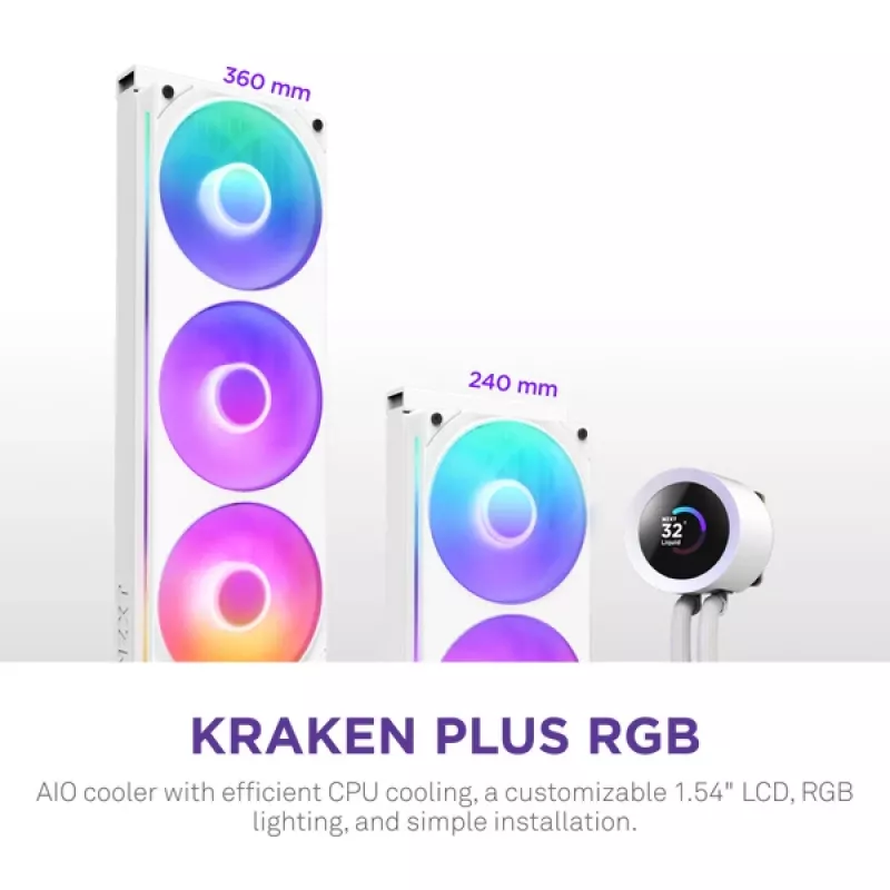 Dissipatore a liquido all-in-one NZXT Kraken Plus 360 RGB bianco 500–2400 U/min