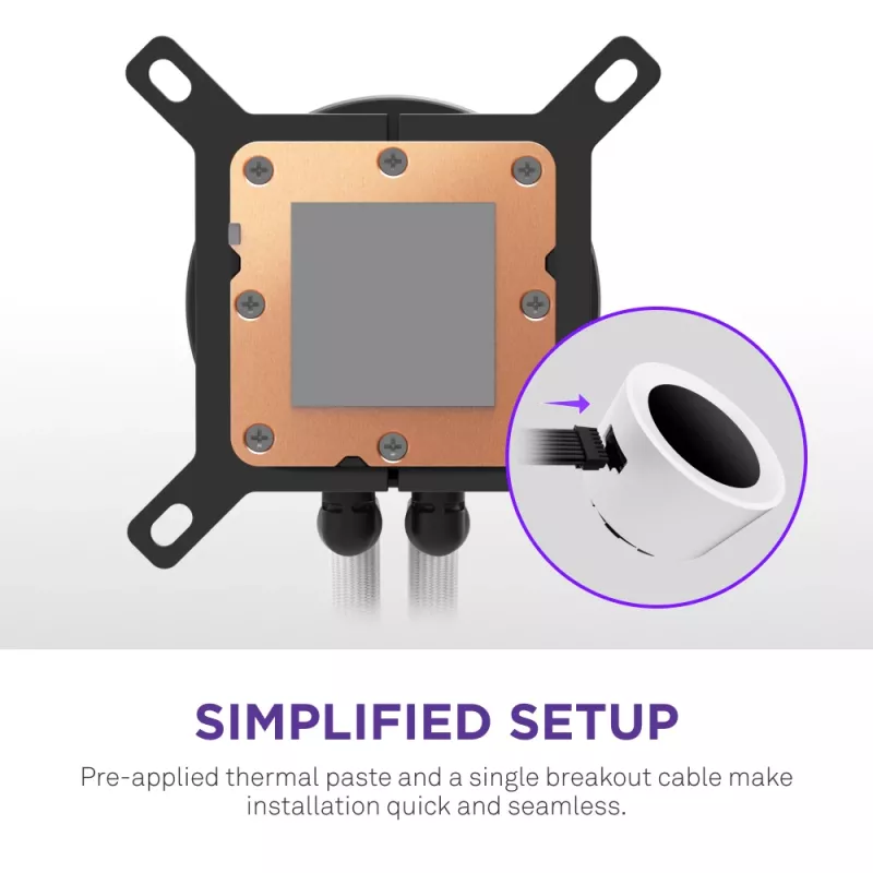 Dissipatore CPU a liquido all-in-one NZXT Kraken Plus RGB 240 — ventole da 120 mm, cuscinetto FDB, bianco