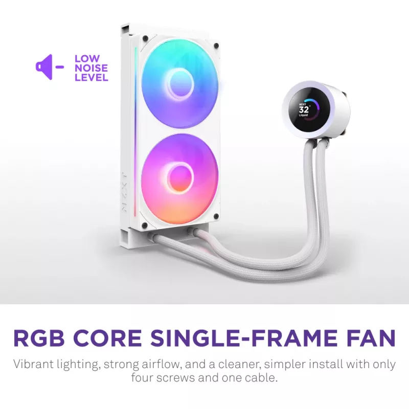 Dissipatore CPU a liquido all-in-one NZXT Kraken Plus RGB 240 — ventole da 120 mm, cuscinetto FDB, bianco