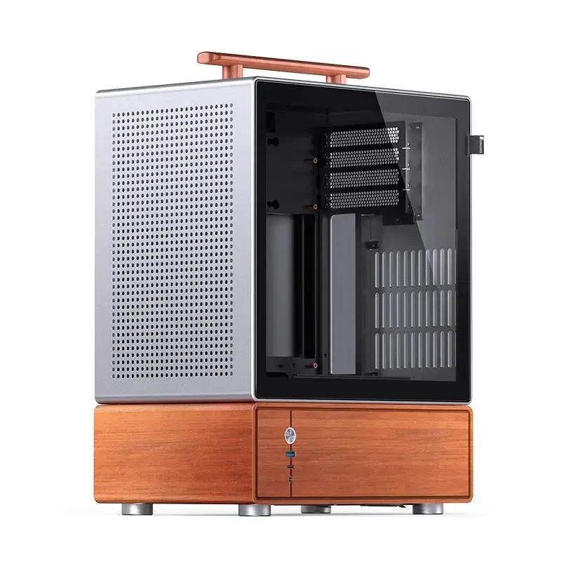 Case PC Jonsbo T7 midi tower mATX vetro temperato argento