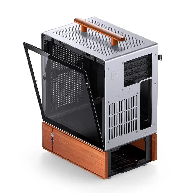 Case PC Jonsbo T7 midi tower mATX vetro temperato argento