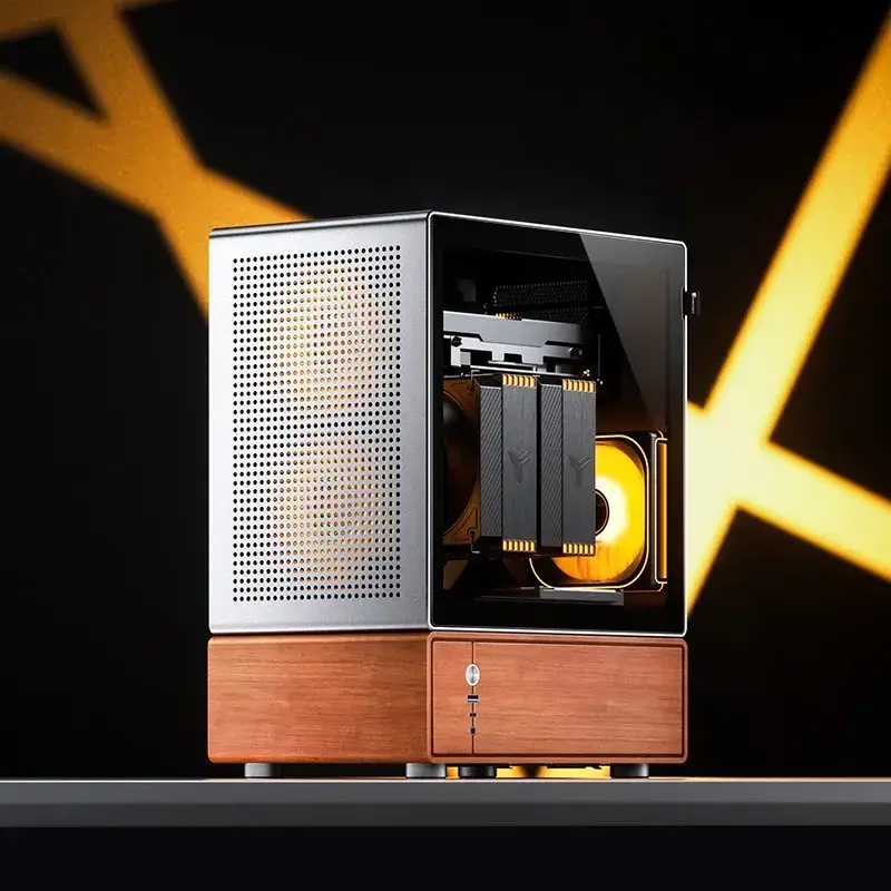 Case PC Jonsbo T7 midi tower mATX vetro temperato argento