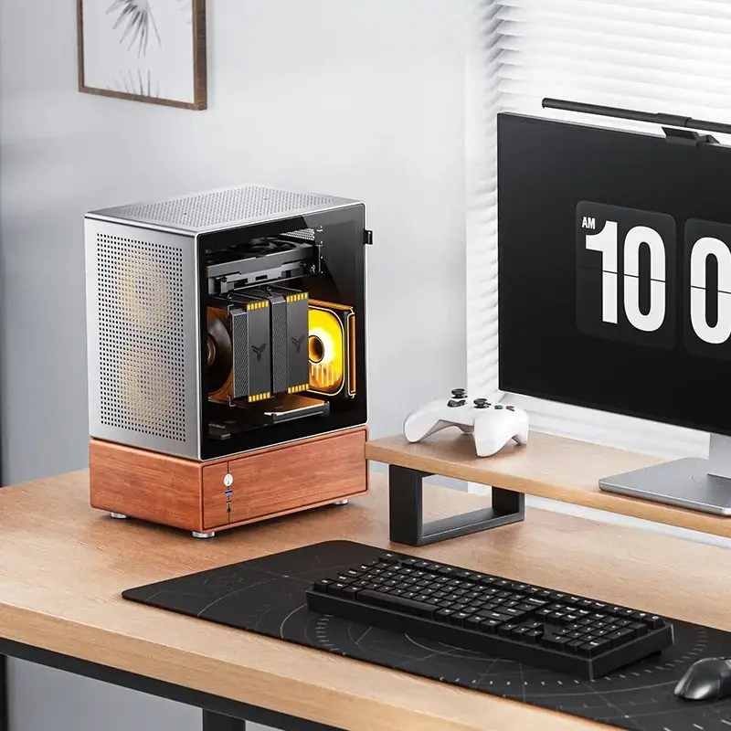 Case PC Jonsbo T7 midi tower mATX vetro temperato argento