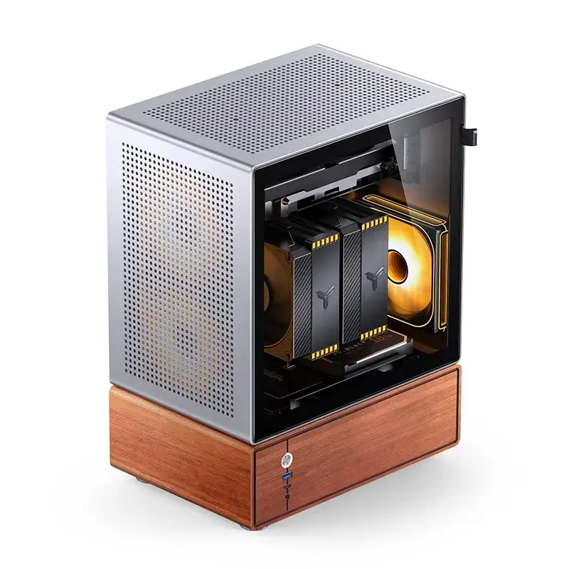 Case PC Jonsbo T7 midi tower mATX vetro temperato argento