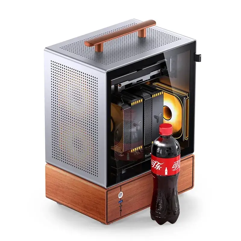 Case PC Jonsbo T7 midi tower mATX vetro temperato argento