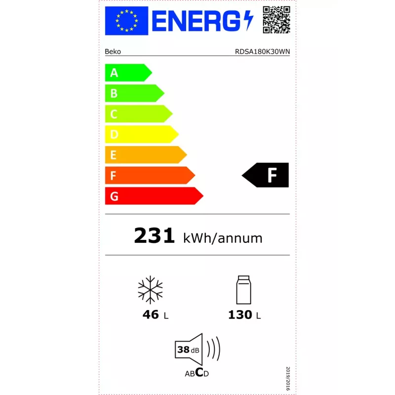 Frigorifero combinato Beko RDSA180K30WN, libera installazione, 176 l, bianco