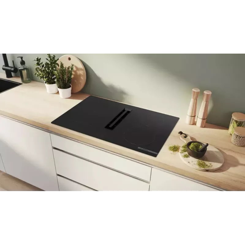 Piano cottura a induzione Bosch Serie 4 PVS811B16E, 80 cm, 4 zone con controllo touch, senza cornice, nero