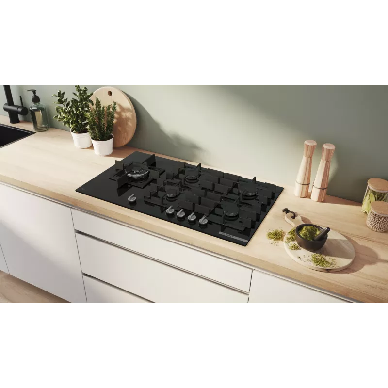 Piano cottura Bosch Serie 6 PPM9A6I40 nero da incasso 90 cm a gas 5 zone