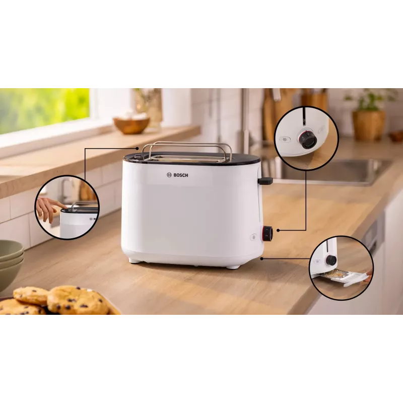 Tostapane Bosch TAT2M121 6 2 fette 950 W bianco