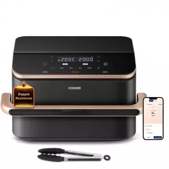 Friggitrice ad aria Cosori Dual Blaze Twinfry Chef Edition doppia 10 L a libera installazione 2800 W grigio scuro, oro rosa