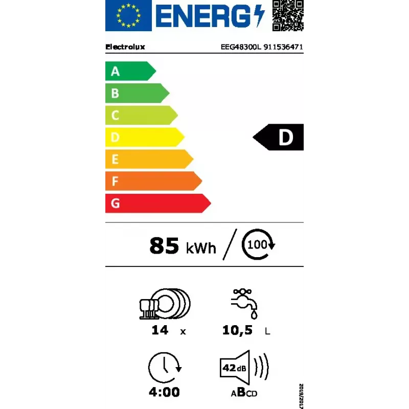 Lavastoviglie da incasso Electrolux EEG48300L — 14 coperti, 42 dB, 60 cm