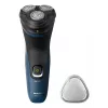Rasoio elettrico uomo Philips S1151/00 rotazione 3 testine, batteria ricaricabile NiMH, umido e asciutto, 40 min di autonomia, nero/blu
