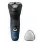 Rasoio elettrico uomo Philips S1151/00 rotazione 3 testine, batteria ricaricabile NiMH, umido e asciutto, 40 min di autonomia, nero/blu