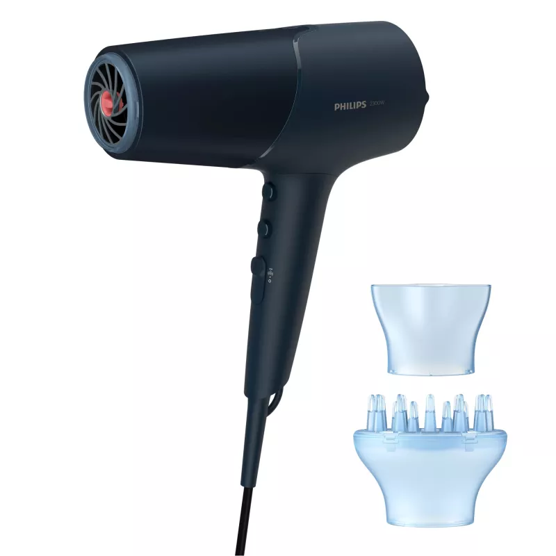 Asciugacapelli Philips BHD512/00 2300 W, 6 livelli di calore/velocità, ionico, diffusore e concentratore, blu navy