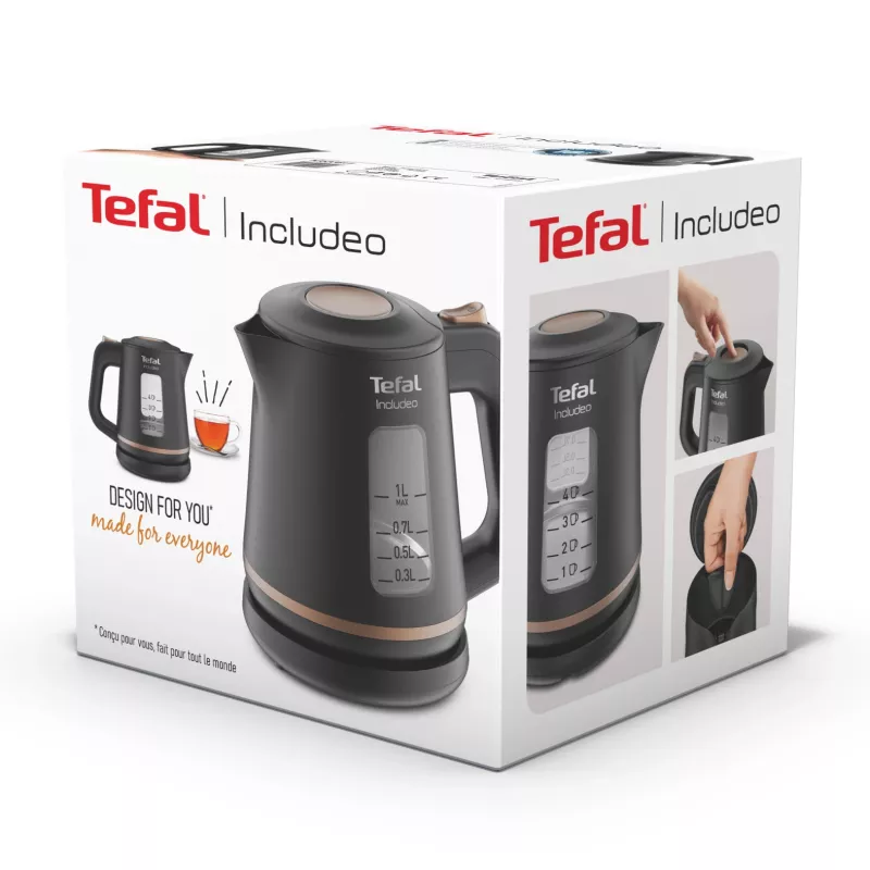 Bollitore Tefal Includeo KI5338 1 L 2400 W nero