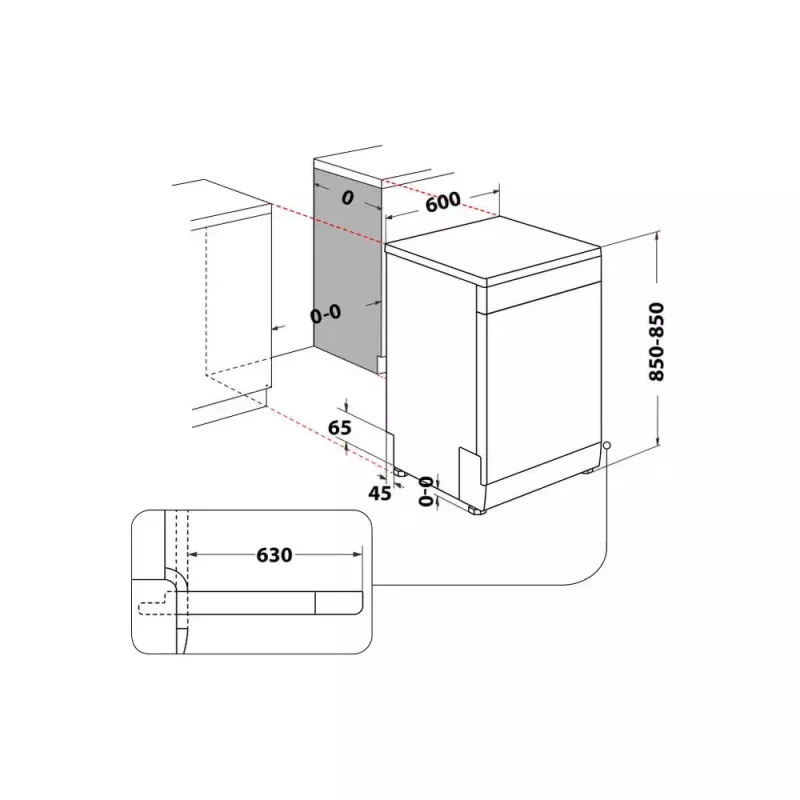 Lavastoviglie a libera installazione WHIRLPOOL W7F HS41 X — 15 coperti, 41 dB, Fullsize 60 cm