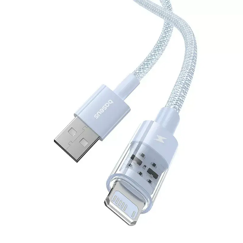 Cavo USB Baseus Gem P10373003311-01 — 2 m, 2,4 A, Lightning a USB-A, rivestimento in nylon, blu
