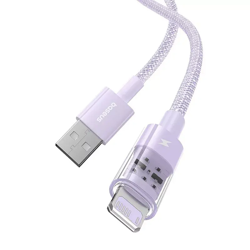 Cavo di ricarica USB Baseus Gem P10373003511-01 — 2 m, 2,4 A, USB-A a Lightning, viola