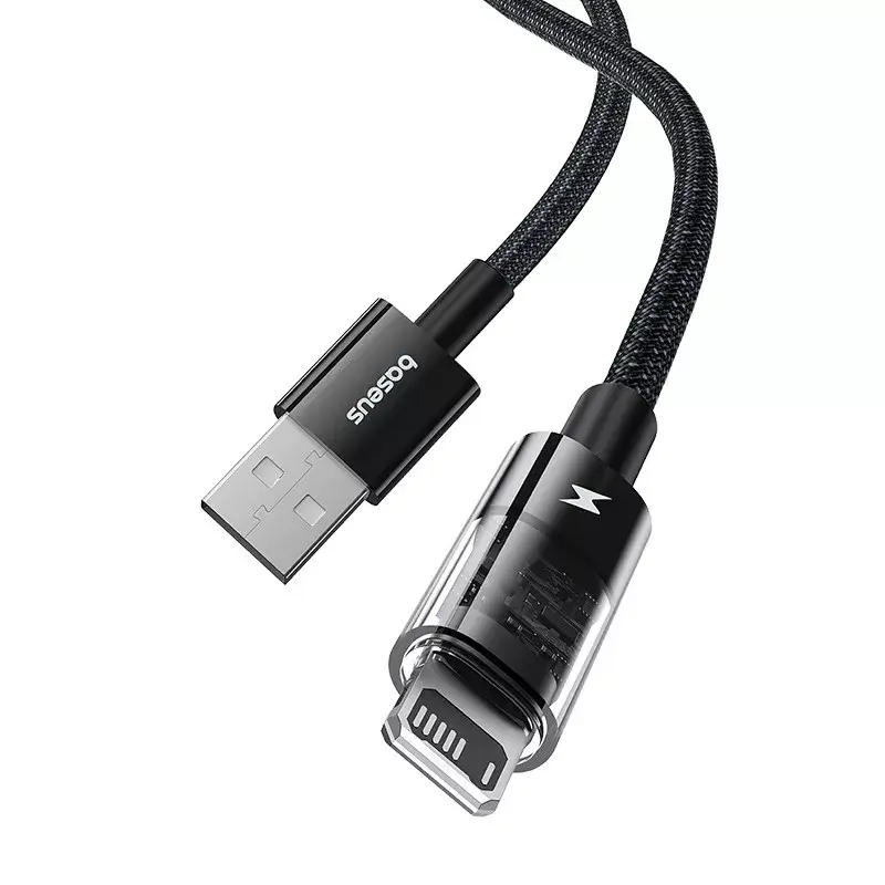 Cavo di ricarica USB Baseus Gem P10373003111-00, 1 m, 2,4 A, rivestimento in nylon, Lightning, USB-A, Nero