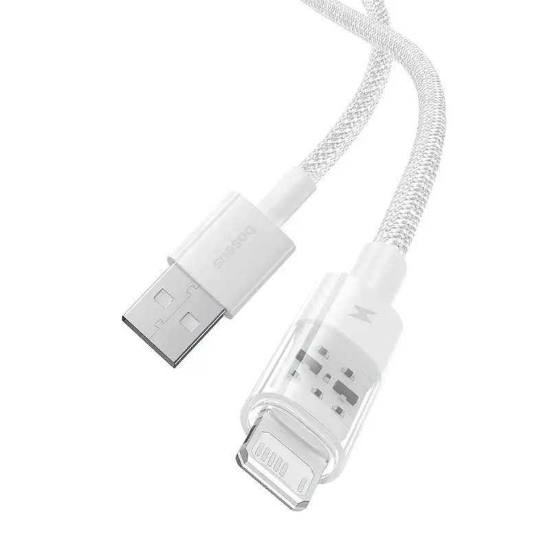 Cavo di ricarica USB Baseus Gem P10373003211-00, 1 m, 2,4 A, Lightning/USB-A, Bianco, rivestimento in nylon