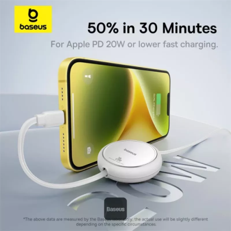 Cavo BASEUS Free2pull Expandable USB C To Ip Ligtning ricarica rapida 1 M 20 W bianco