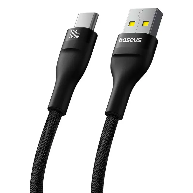 Cavo USB-A a USB-C Baseus Flash 2 1m 100W nero, USB PD, 480 Mbit/s, nylon