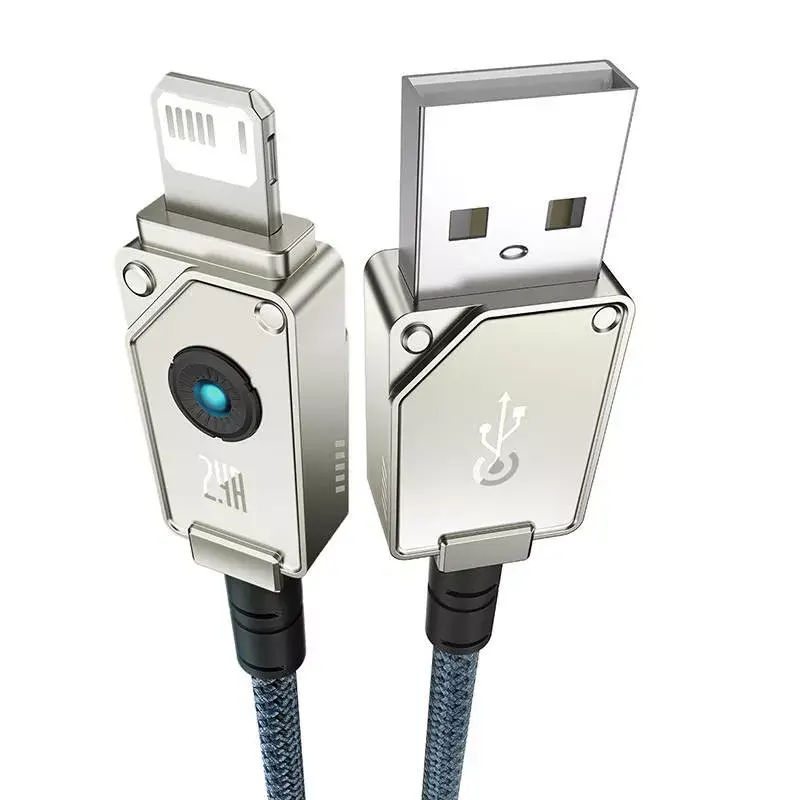 Cavo USB-A a Lightning Baseus 1 m 5 V 2,4 A bianco, USB PD, 480 Mbit/s