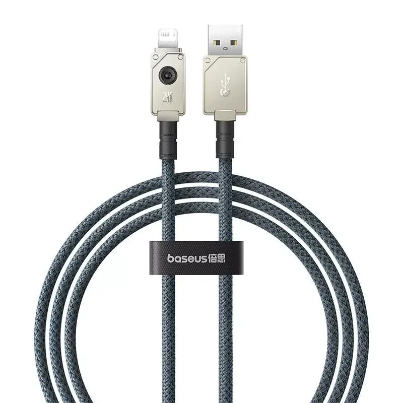 Cavo USB-A a Lightning Baseus 1 m 5 V 2,4 A bianco, USB PD, 480 Mbit/s