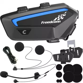 Auricolari interfono per moto FreedConn FX nero — Bluetooth 5.0, IP67, portata 2000 m, 30 h di conversazione