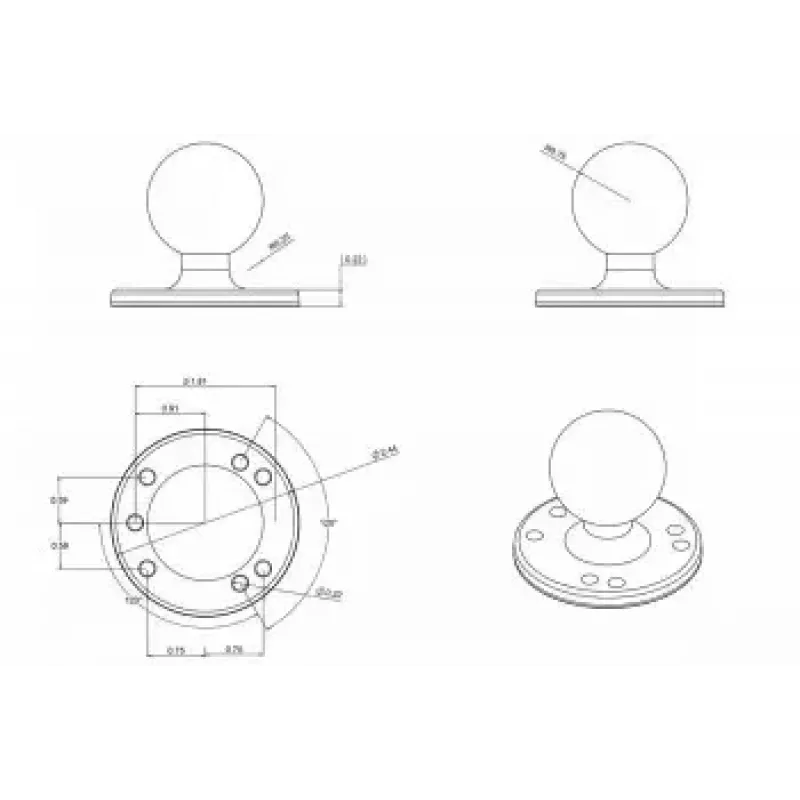 Piastra rotonda con sfera RAM Mounts RAM-202U